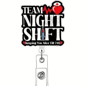Team Night Shift Acrylic Retractable Badge Holder